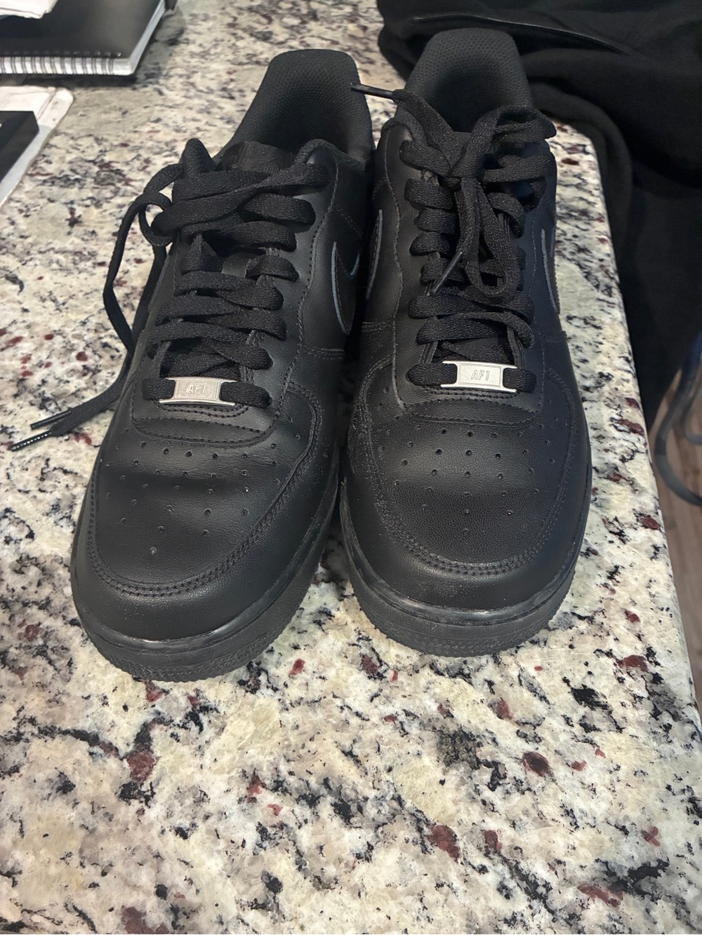 Black Leather Athletic Sneakers - AF1 Style (Air force 1)